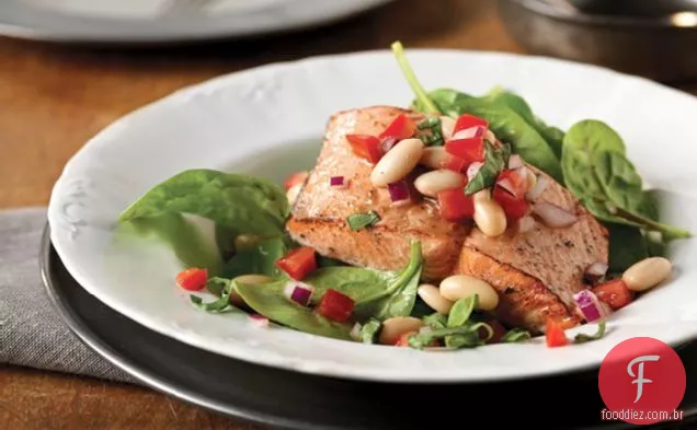 Salada De Salmão E Feijão Cannellini