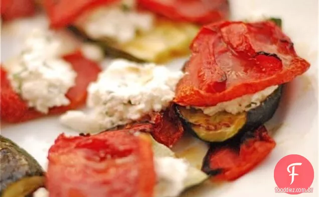 Tomates torrados lentamente com abobrinha e ricota Herbada