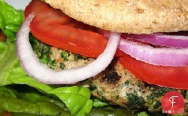 Hambúrgueres de espinafre e Feta Peru