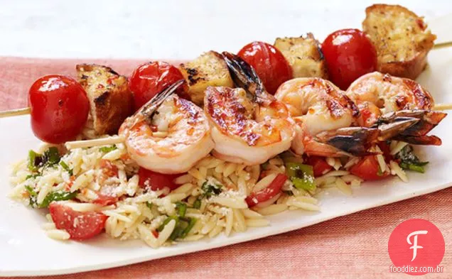 Massa Orzo com Bruschetta de camarão