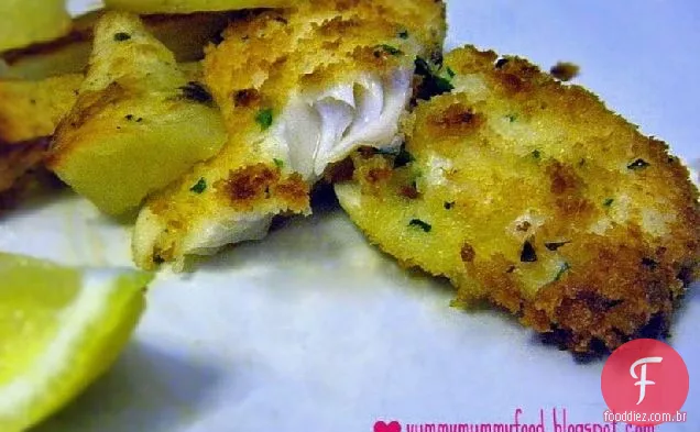 Peixe e batatas fritas saudáveis