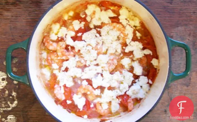 Tomates Assados Com Camarão, Pimenta E Queijo Feta