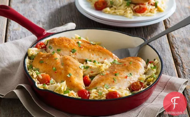 Zesty Frango & Orzo Frigideira