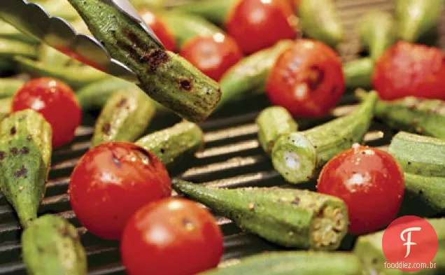 Quiabo grelhado e tomates