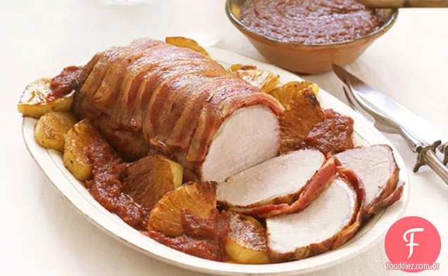 Lombo De Porco embrulhado em Bacon com Toupeira frutada