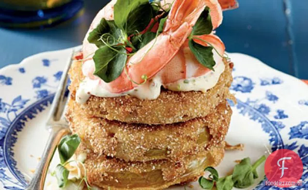 Tomates verdes fritos com camarão Rémoulade