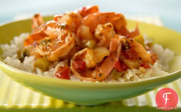 Camarão com molho de tomate picante