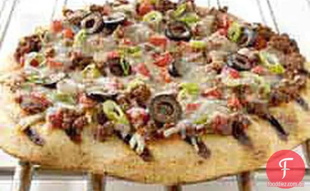 Carne Grelhada ' N Pizza Com Cobertura De Vegetais