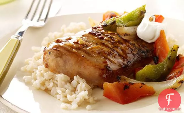 Laranja Grelhada Chipotle Carne De Porco E Arroz Integral