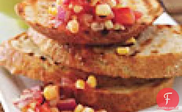 Milho Smokey e tomate Bruschetta