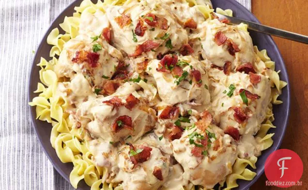 Frango sufocado com Bacon e cebola