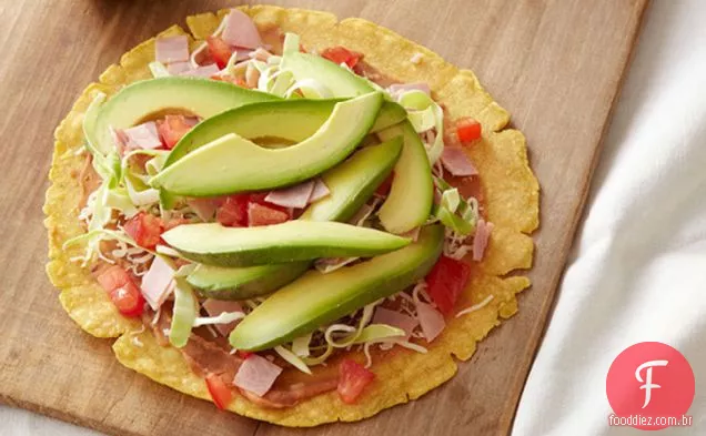 Cheesy Ham & Refried Bean Tlayudas