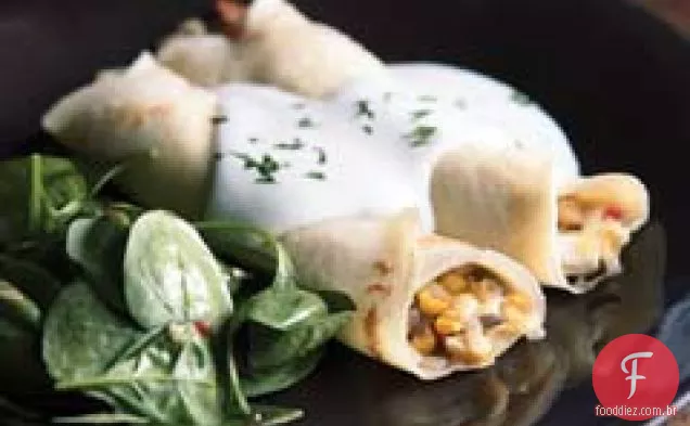 Crepes de milho e cogumelos