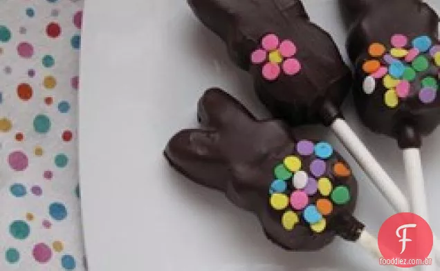 Coelhinhos cobertos com Chocolate instantâneo (em uma vara)