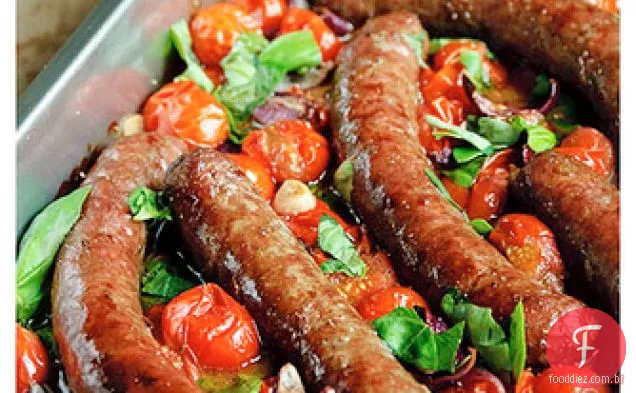 Salsichas De Carne E Tomates Balsâmicos