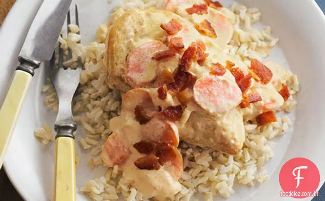 Frango sufocado com arroz integral