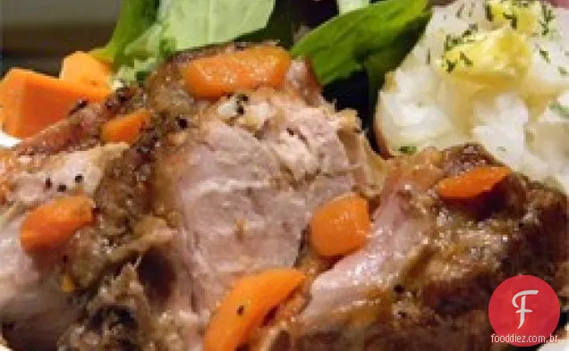 Assado Lento Da Carne De Porco Da Cidra Do Fogão