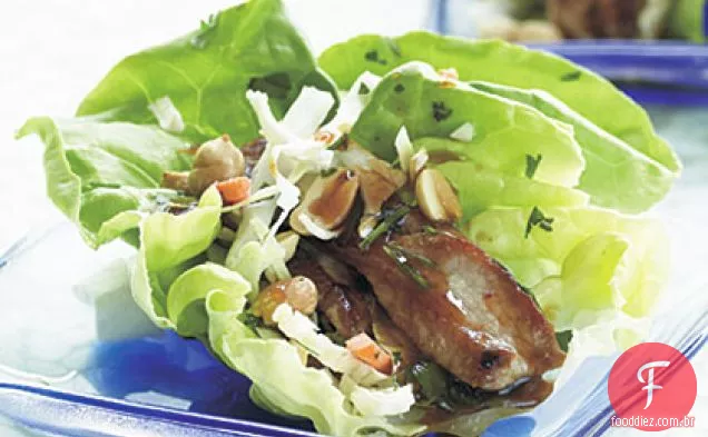 Hoisin carne de porco e Boston Alface Wraps