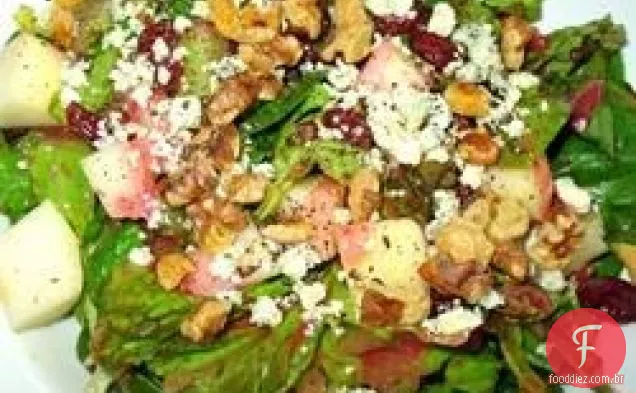 Salada de outono com vinagrete de Cranberry