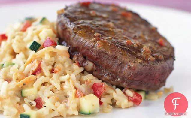 Lombo de carne com risoto cremoso