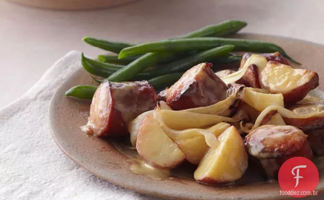 Mel Mostarda Kielbasa e batatas