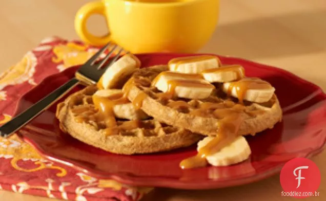 Pb mel e Waffles com Topo De Banana
