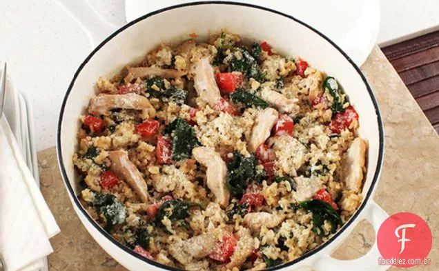 Jantar Cremoso De Arroz, Frango E Espinafre