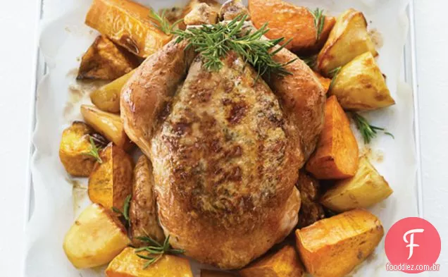 Frango Assado Recheado com ervas e queijo