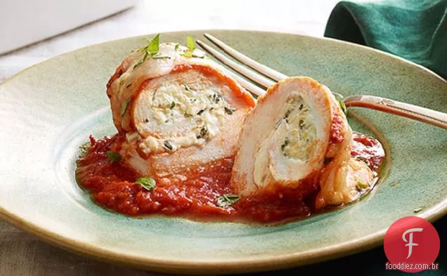 Tomate-Manjericão Frango Roll-Ups