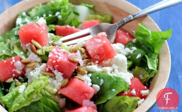 Salada De Melancia, Feta E Pepita Com Um Vinagrete De Limão Doce