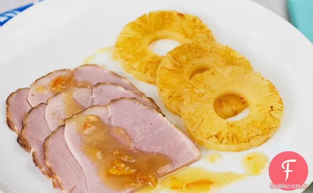 Molho dijon laranja-abacaxi para presunto