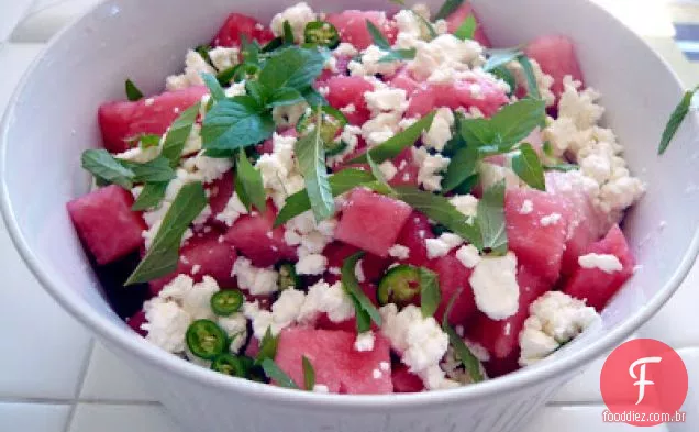Salada De Melancia, Queijo Feta E Hortelã