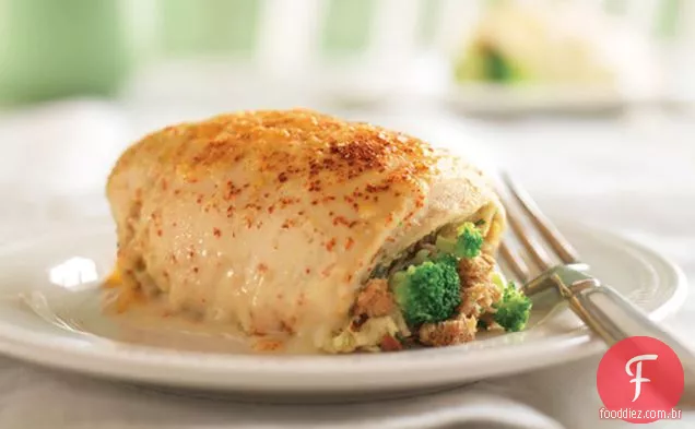 Peitos De Frango Recheados Com Brócolis Cremoso