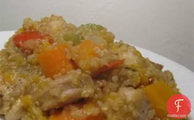 Stovetop Butternut Squash e guisado de frango com Quinoa