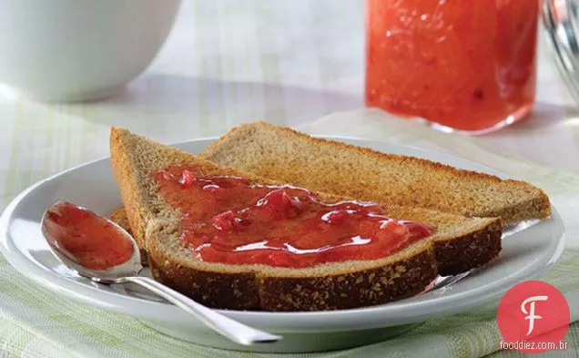 30 minutos para Caseiro CERTO morango - ruibarbo Freezer Jam