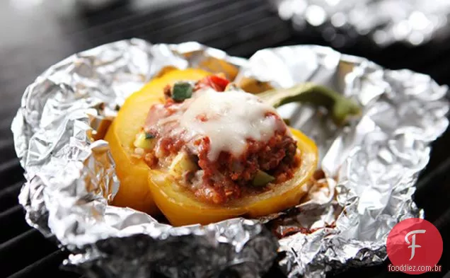 Queijo Carne Moída E Abobrinha Pimentos Recheados