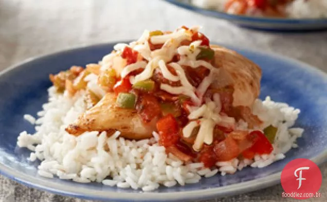 Salsa-frango e arroz