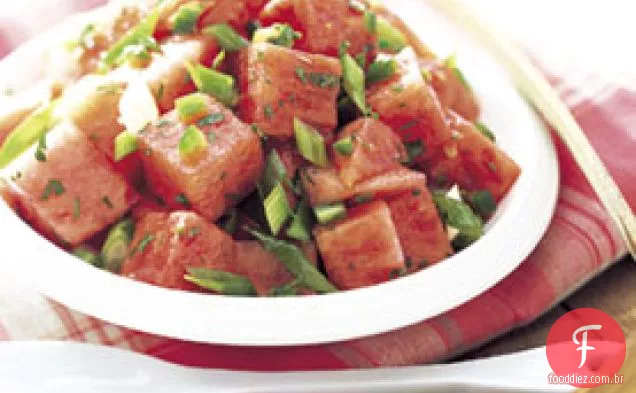 Melancia, cebola verde e Salada De Hortelã
