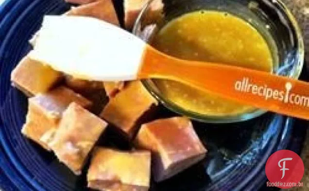 Esmalte de presunto com mostarda e abacaxi