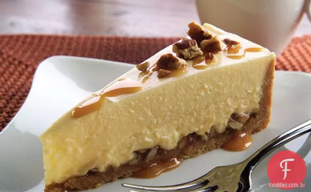 Fácil Caramelo Pecan Cheesecake