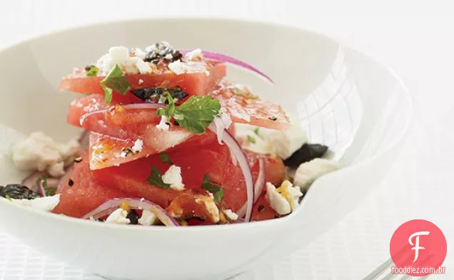 Salada de melancia com queijo Feta