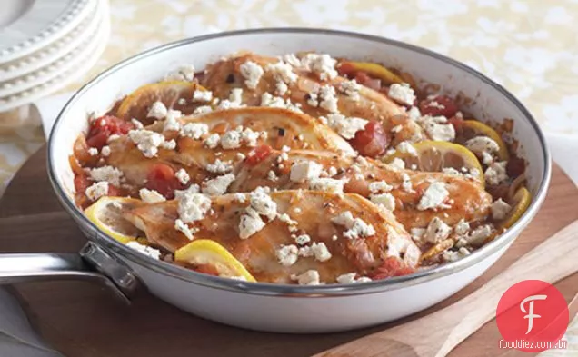 Frango com tomate e queijo Feta