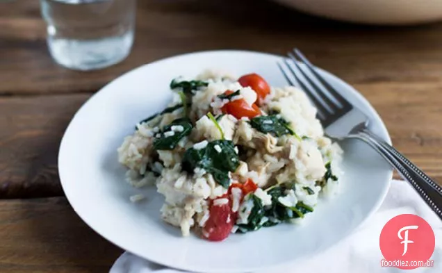 Risoto com frango e espinafre