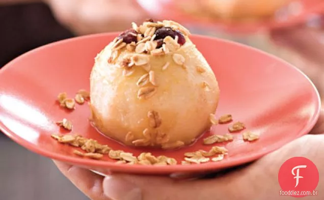 Peras Assadas Com Cobertura De Streusel De Aveia