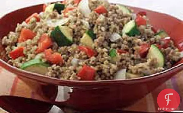Kasha com abobrinha e pimentão