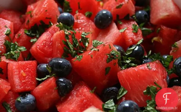 Salada De Melancia, Mirtilo E Hortelã