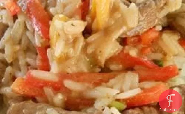 Pimenta arroz e confete carne