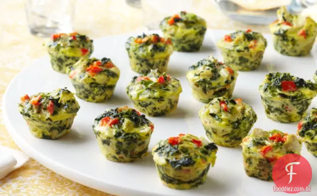 Mini Espinafre-Frittatas De Alcachofra