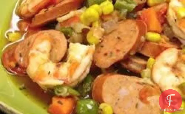 Ensopado de Nova Orleans com Linguiça de frango Andouille defumada