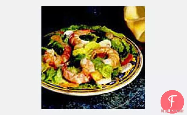 Salada de mel Dijon com camarão